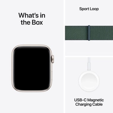 Apple Watch SE 40 Smartwatch, GPS, Starlight Aluminum Case, Lake Green Sport Loop, One Size