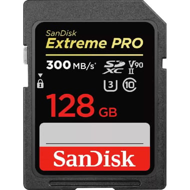 SanDisk Extreme PRO SD Card, 128 GB, Class 10: Max 300 Mbps Speed Performance