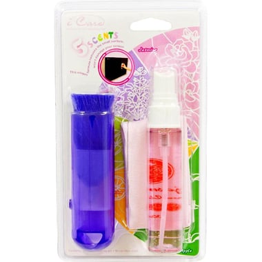 E-Century 5Scents Jasmine Fragrance Gel;Microfibre Cloth;Brush Multipurpose Cleaning Kit, 150 X 180 mm Cloth, Pink/White/Blue