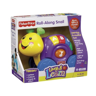 Fisher-Price Laugh & Learn Roll-Along Snail Electronic Device, Assorted Color, English, Below 1 Year