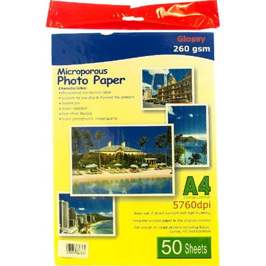 Fuji Photo Paper, Glossy, White, A4, 260 gsm, 50 Sheets