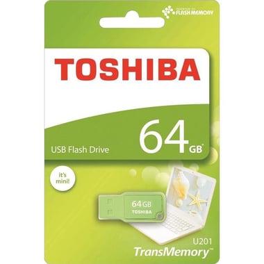 Toshiba TransMemory Mikawa USB Flash Drive, 64 GB, Green
