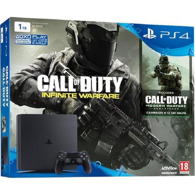 Sony PlayStation 4, COD: Infinite Warfare, 1 TB, Bundle with Call of Duty: Modern Warfare - Remastered (DLC), Black