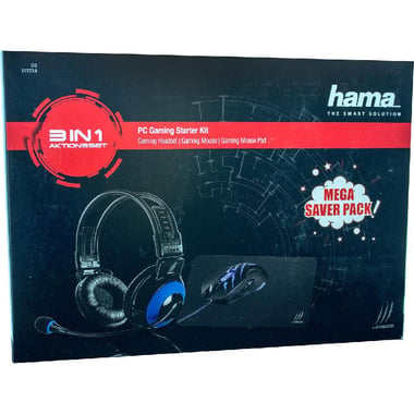 Hama uRage 3-in-1 PC Gaming Starter Kit Headset;Mouse Pad;Reaper Mouse, for Gaming Laptop/Gaming Desktop Computer/Gaming CPU, Black