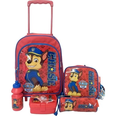 Nickelodeon PAW Patrol 5-in-1 Value Set Kinder Trolley Bag with Accessory, Red/Blue