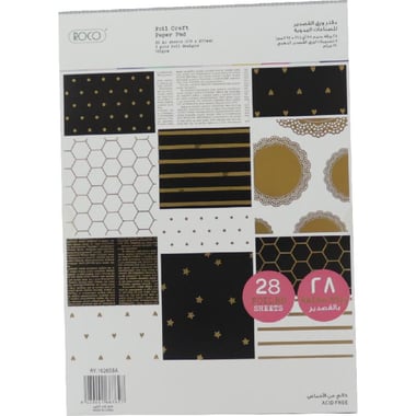 Roco Paper Pad, Foil (Heart/Dots/Lines/Honeycomb), Gold