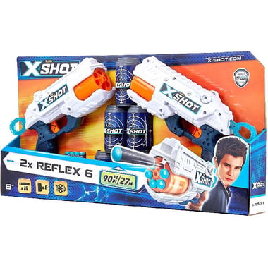 Zuru X-SHOT Reflex 6, Combo Pack Play Weapons, White/Blue, 8 Years and Above