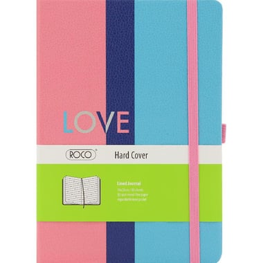 Roco Memo Notebook, "Love", A5, 96 Sheets, Lined, Pink/Blue