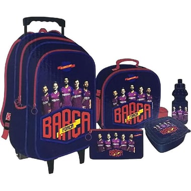 AC Milan 5-in-1 Value Set "Barca Forca" Trolley Bag with Accessory, Blue/Red
