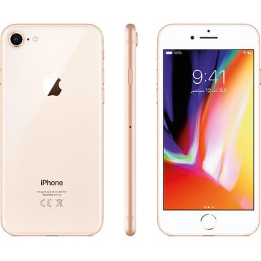 ابل آيفون 8، 128 جيجابايت، 1 جيجابايت رام، ذهبي 4‎G LTE، آبل أيه 11 بايونيك