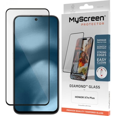 MyScreenPROTECTOR DIAMOND GLASS new Smartphone Screen Protector, for Honor X7e Plus, Full Glue, Black