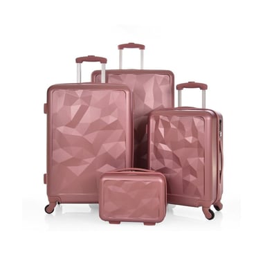 Track Luggage Set Of 4 (12"/20"/24"/28"),4 Pieces,Pink