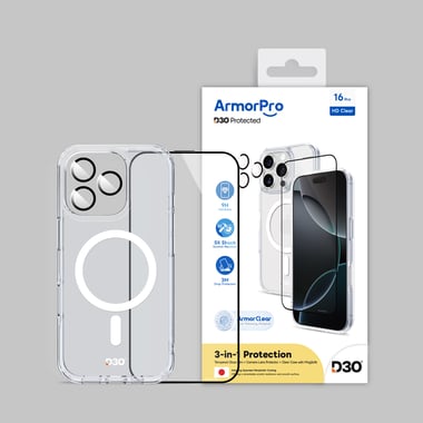 آرمربرو iPhone 16 Pro,غطاء خلفي للهاتف الذكي مع ماغ سيف,شفاف