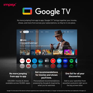 Impex 75" Smart Tv,4k Qled,,Black,75-Inch Qled Smart Google Tv