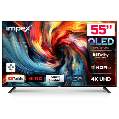 امبيكس 55 بوصة تلفزيون ذكي,دقة 4 كيه ليد,60 Hz,اسود,Impex evoQ 55" Ultra HD GOOGLE LED TV