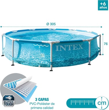 انتيكس مسبح باطار 305.00 سم×305.00 سم×76.00 سم,4 أشخاص,متعدد الالوان