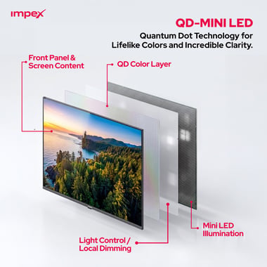 Impex 65" Smart Tv,4k Qd Mini-Led,144 Hz,Black,65 Inch 4k Ultra Hd Qd Mini Led Google Smart Tv