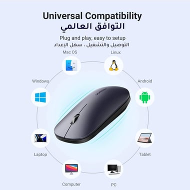Ugreen Mu001 / 90675 Mouse,Optical,4000 Dpi (1000/1600/2000/4000),Black