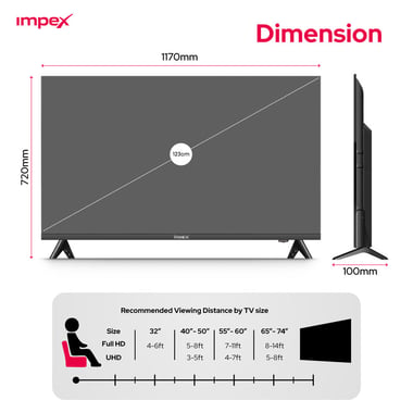 امبيكس 50 بوصة تلفزيون ذكي,دقة كاملة كيو ليد,60 Hz,اسود,Impex Gloria 50 Inch QLED Smart TV