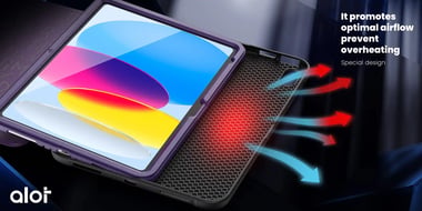 ألوت iPad 9th Generation (10.2-inch) حافظة كمبيوتر لوحي بغطاء خلفي,أسود