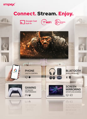 Impex 75" Smart Tv,4k Qled,,Black,75-Inch Qled Smart Google Tv