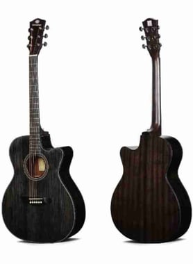 Unistar Acoustic Guitar Beginner,Right-Handed,6,Adults,Black