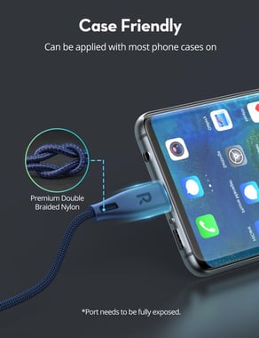 Ravpower Rp-Cb1037 Rp-Cb1037 Nylon Braided C-C Cable 60w 1.2m Ultramarine Sync & Charge Cable,1.2 Cm,Blue