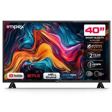 امبيكس 40 بوصة تلفزيون ذكي,دقة كاملة كيو ليد,60 Hz,اسود,Impex 40 Inch QLED Smart Android TV