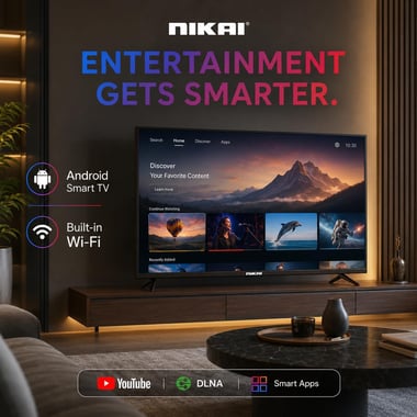 نيكاي 32 بوصة تلفزيون ذكي,دقة كاملة ليد,60 Hz,اسود,NTV3200SLED4