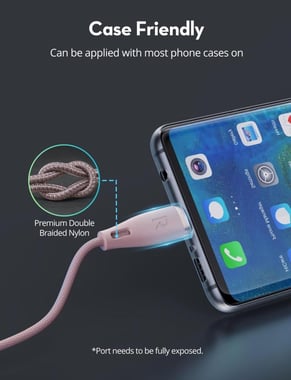 Ravpower Rp-Cb1037 Ravpower Rp-Cb1037 Nylon Braided C-C Cable 60w 1.2m Pink Sync & Charge Cable,1.2 Cm,Pink