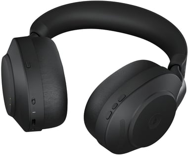 جابرا Jabra Evolve2 85 سماعات رأس فوق الأذن,الغاء الضوضاء النشط الهجين,منفذ صوت 5.3 مم، يو اس بي للشحن,ميكروفون مخفي ودوار,أسود