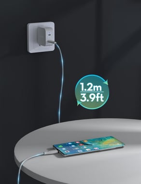 Ravpower Rp-Cb1037 Ravpower Rp-Cb1037 Nylon Braided C-C Cable 60w 3a 1.2m White Sync & Charge Cable,1.2 Cm,White