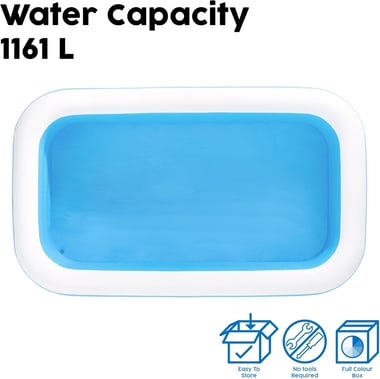 Bestway Inflatable Pool 305 Cm×183 Cm×56 Cm,3 Person,Blue