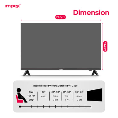 امبيكس 32 بوصة تلفزيون ذكي,دقة اتش دي ليد,60 Hz,اسود,Impex Gloria 32 inch HD Smart LED TV