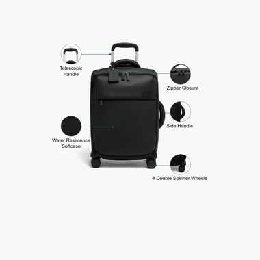 Lipault Cabin Luggage (20"),1 Piece,Black