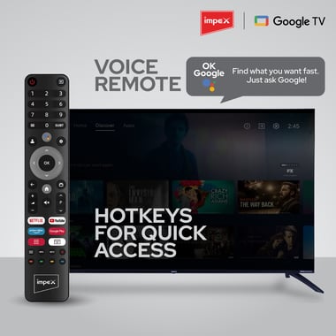 امبيكس 65 بوصة تلفزيون ذكي,دقة 4 كيه ليد,60 Hz,اسود,Impex 65 Inch 4K Ultra HD Smart LED Google TV