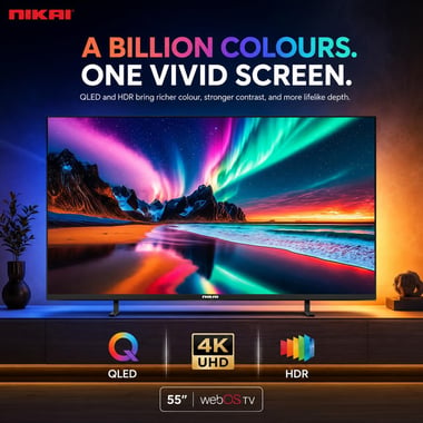 نيكاي 55 بوصة تلفزيون ذكي,دقة 4 كيه كيو ليد,60 Hz,اسود,NIK55MEU4QLED