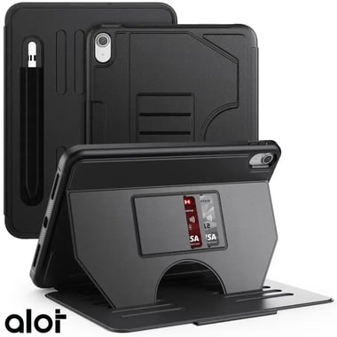 ألوت iPad 9th Generation (10.2-inch) حافظة كمبيوتر لوحي بغطاء خلفي,أسود