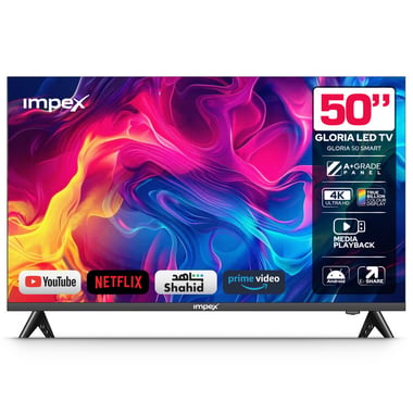 امبيكس 50 بوصة تلفزيون ذكي,دقة 4 كيه ليد,60 Hz,اسود,Impex 50 Inch 4K UHD Smart LED TV