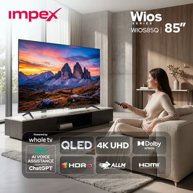 امبيكس 85 بوصة تلفزيون ذكي,دقة 4 كيه كيو ليد,60 Hz,اسود,Impex Whale OS 85" SMART QLED TV