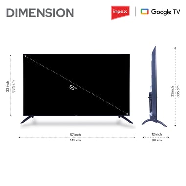 امبيكس 65 بوصة تلفزيون ذكي,دقة 4 كيه ليد,60 Hz,اسود,Impex 65 Inch 4K Ultra HD Smart LED Google TV
