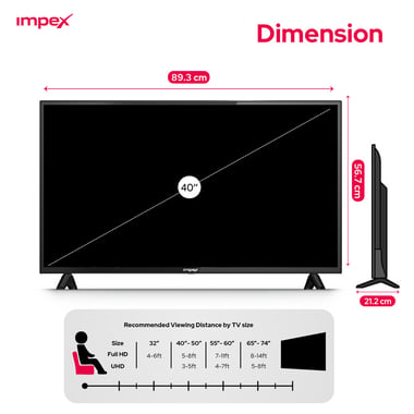 امبيكس 40 بوصة تلفزيون ذكي,دقة كاملة كيو ليد,60 Hz,اسود,Impex 40 Inch QLED Smart Android TV