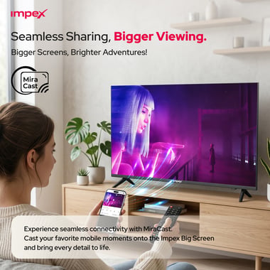 امبيكس 55 بوصة تلفزيون ذكي,UHD ليد,60 Hz,اسود,Impex 55 Inch 4K Ultra HD Smart LED TV