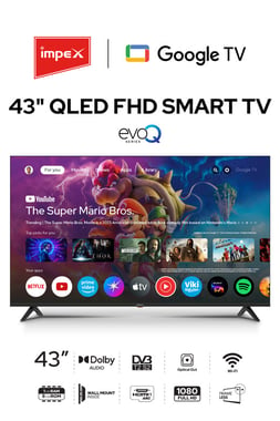 Impex 43" Smart Tv,Full Hd Qled,60 Hz,Black,43-Inch Full Hd Google Qled Tv