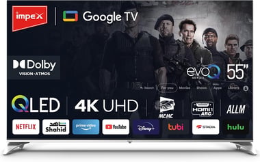 Impex 55" Smart Tv,4k Qled,120 Hz (Dlg),Black,Impex 55 Inch Qled Google Tv