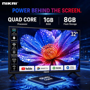 نيكاي 32 بوصة تلفزيون ذكي,دقة كاملة ليد,60 Hz,اسود,NTV3200SLED4