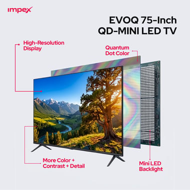 Impex 75" Smart Tv,4k Qd Mini-Led,120 Hz,Black,75qdmini120hz