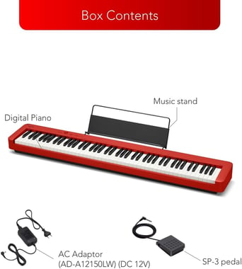 Casio Cdp-S160rd 88 Keys Digital Piano,Beginner,All Ages,Red
