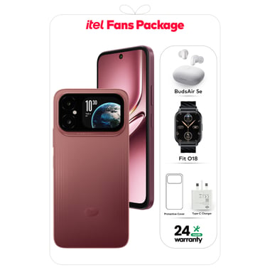 Itel A300 + Deep Cherry 128gb Bundle 5e + O18,128 Gb,6 Gb Ram,Burgundy Black,4g Lte,Mediatek Helio G81