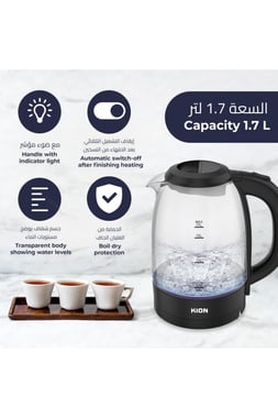 Kion Electric Kettle 1.7 L,2200 W,Clear